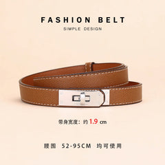 Women's Thin Leather Belt – Elegant Alloy Buckle Casual & Business Belt
