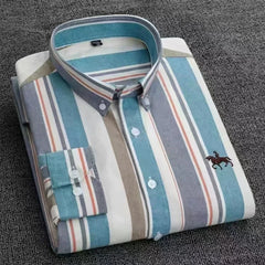 Large Size Men's Oxford Shirt – 100% Pure Cotton Long Sleeve Business Casual Shirt