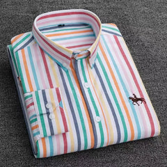 Large Size Men's Oxford Shirt – 100% Pure Cotton Long Sleeve Business Casual Shirt