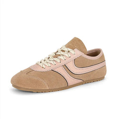 Genuine Leather & Faux Suede Lace-Up Sneakers for Women