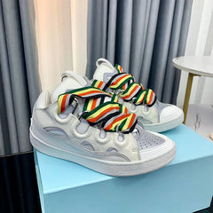 Unisex Colorful Print Sneakers | Round Toe Lace-Up Street Style Sport Shoes
