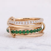 18K Solid Gold Stacking Rings – Lab-Grown Diamond & Tsavorite Gemstone Bands |