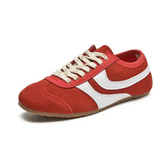 Genuine Leather & Faux Suede Lace-Up Sneakers for Women