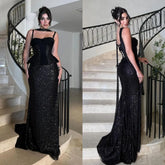 Sleeveless A-Line Maxi Dress – Sweep Train Polyester Spandex