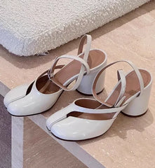 2026 Tabi Sandals for Women – Split-Toe Mary Jane with Chunky Heel, Cross Ankle Strap & Buckle