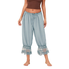Y2K Loose Fit Bloomers for Women – Floral Lace Patchwork Calf-Length Lantern Pants |