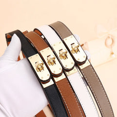 Women's Thin Leather Belt – Elegant Alloy Buckle Casual & Business Belt