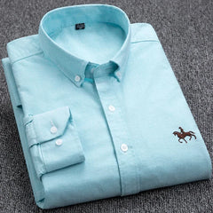 Large Size Men's Oxford Shirt – 100% Pure Cotton Long Sleeve Business Casual Shirt
