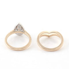 14K Gold Pear Cut Lab Diamond Ring Set - 1.5CT DEF VVS-VS Princess Engagement & Wedding Bands