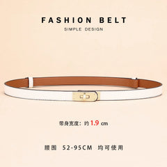 Women's Thin Leather Belt – Elegant Alloy Buckle Casual & Business Belt