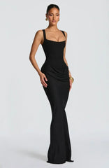 Women's Square-Neck Halter Mini Dress – Pleated Sleeveless Backless Bodycon Dress with High Waist
