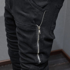Black Skinny Fit Men's Jeans – High Street Stretch Denim with Ripped Details