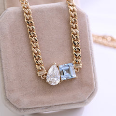 Custom 10K/14K Solid Gold Cuban Chain & Lab Diamond Pendant Necklace