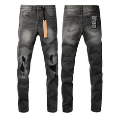 Retro Low Rise Skinny Jeans - Light Blue Ripped Stretch Denim - Unisex