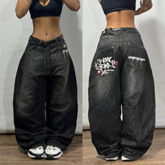 2026 Retro Hip-Hop Baggy Jeans – Y2K Harajuku Gothic Wide-Leg Pants