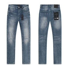 RTA Men's Slim Fit Graffiti Print Skinny Jeans – Destroyed Hole Detail Long Denim Pants