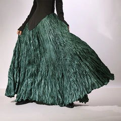Pleated Maxi Skirt High Waist Wide Hem – A-Line Spring Streetwear