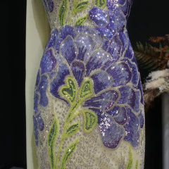 High-End Fuchsia Purple Mermaid Evening Dress – Luxury Sequin Prom Gown