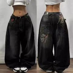 2026 Retro Hip-Hop Baggy Jeans – Y2K Harajuku Gothic Wide-Leg Pants