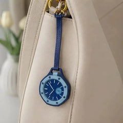 Octagonal Pocket Watch – Quartz Fob Pendant Genuine Leather 18in