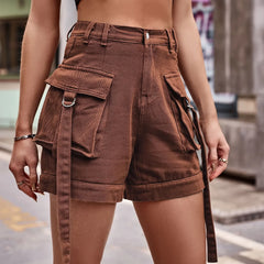 Vintage Washed Denim Shorts for Women – Distressed Straight Leg