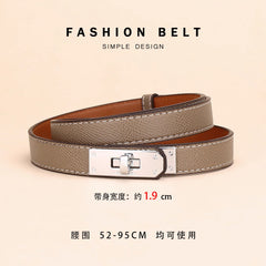 Women's Thin Leather Belt – Elegant Alloy Buckle Casual & Business Belt