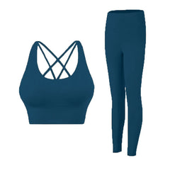2-Piece Yoga Set Women - Push Up Sports Bra + High Waist Leggings Athletic Tracksuit