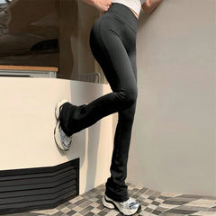 High-Waisted Micro-Flared Yoga Leggings – Seamless Compression with Lifting Effect