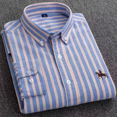 Large Size Men's Oxford Shirt – 100% Pure Cotton Long Sleeve Business Casual Shirt
