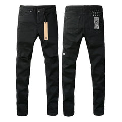 Retro Low Rise Skinny Jeans - Light Blue Ripped Stretch Denim - Unisex