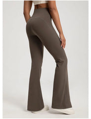 Naked Feel High-Waisted Flare Yoga Pants - Waist Cinching Hip Lifting Bell Bottom Fitness Leggings