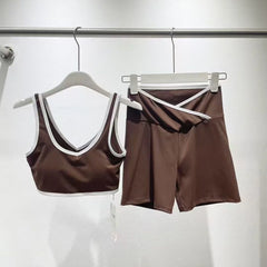 Women's Summer Yoga Set 2026 - Moisture-Wicking Vest + High Waist Shorts Fitness Activewear