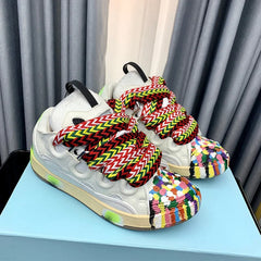 Unisex Colorful Print Sneakers | Round Toe Lace-Up Street Style Sport Shoes