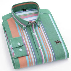 Large Size Men's Oxford Shirt – 100% Pure Cotton Long Sleeve Business Casual Shirt