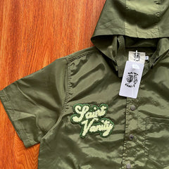 SAINT VANITY Embroidered Hooded Trench Coat – Casual Sports Short-Sleeve Waterproof Jacket