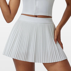 Floral Pleated Sports Skirt for Women – Quick-Dry Tennis Badminton Skort with Built-in Shorts