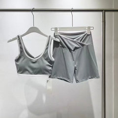 Women's Summer Yoga Set 2026 - Moisture-Wicking Vest + High Waist Shorts Fitness Activewear