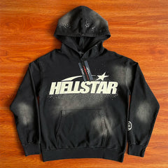 HS Wash Water Heavy Hoodie - Diamond Set Embellished Casual Sweatshi