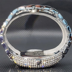 Luxury-Inspired Stainless Steel Men's Watch – Iced-Out Tonneau Dial with Simulated Diamonds
