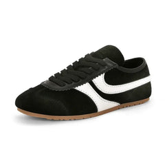 Genuine Leather & Faux Suede Lace-Up Sneakers for Women