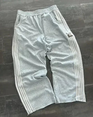 Retro Y2K Baggy Sweatpants for Men – American Letter Patch, Double-Layer Design