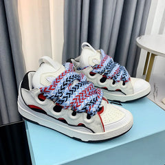 Unisex Colorful Print Sneakers | Round Toe Lace-Up Street Style Sport Shoes