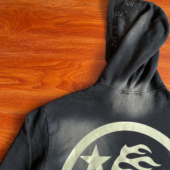 HS Wash Water Heavy Hoodie - Diamond Set Embellished Casual Sweatshi