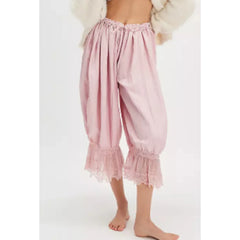 Y2K Loose Fit Bloomers for Women – Floral Lace Patchwork Calf-Length Lantern Pants |