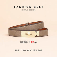 Women's Thin Leather Belt – Elegant Alloy Buckle Casual & Business Belt