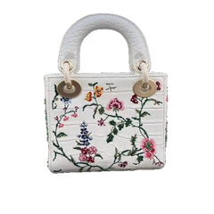 Embroidered Flower Bead Crossbody Bag – Versatile Handheld & Shoulder Purse with Chain Strap