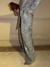 Sequin Stripe Lapel Set – Blazer Top & Wide Leg Pants with Ribbon Detail