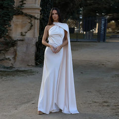 Satin Halter Backless Dress – Decorative Ribbon Evening Formal