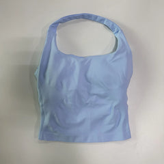 Seamless Halter Gym Top for Women – Backless Longline Strappy Yoga Tank