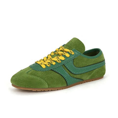 Genuine Leather & Faux Suede Lace-Up Sneakers for Women